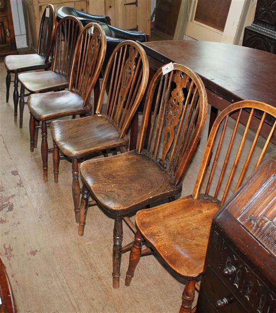 Pair of ash and elm Windsor standard chairs and four similar chairs (6)